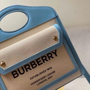 Burberry Mini Two-tone Canvas and Leather Pocket Bag 14