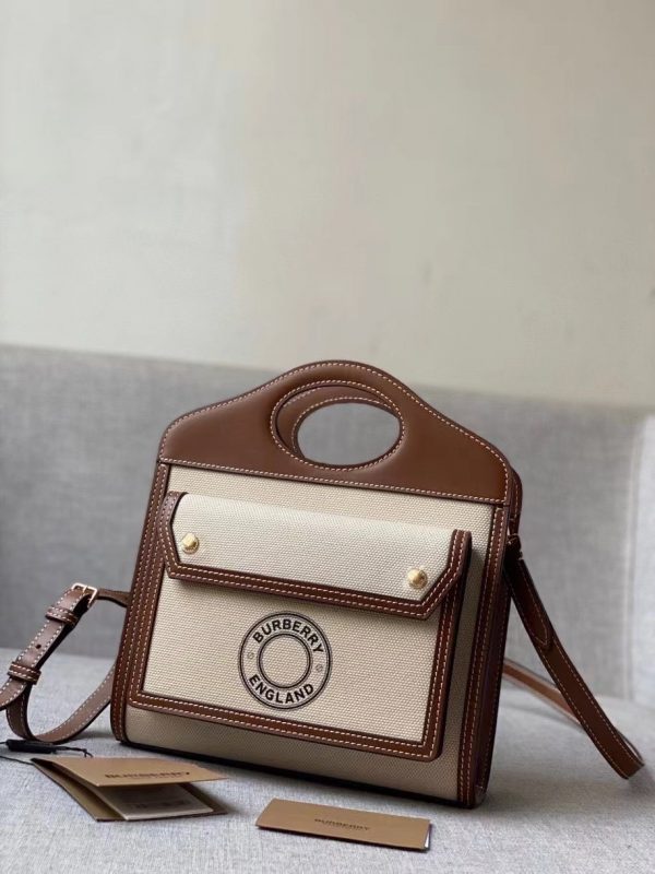 Burberry Mini Two-tone Canvas and Leather Pocket Bag 8