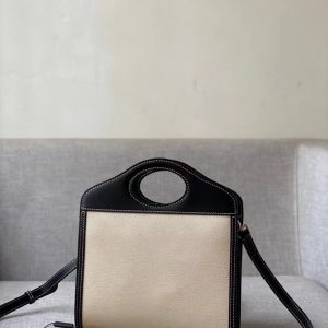 Burberry Mini Two-tone Canvas and Leather Pocket Bag black 13
