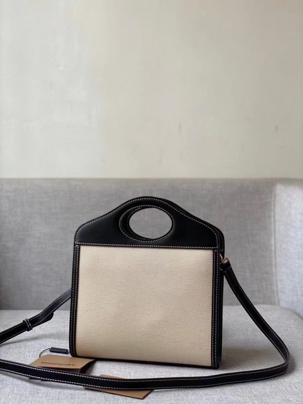 Burberry Mini Two-tone Canvas and Leather Pocket Bag black 5