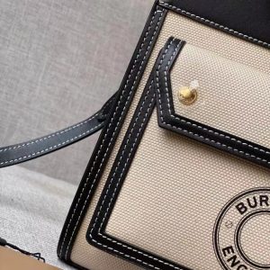 Burberry Mini Two-tone Canvas and Leather Pocket Bag black 14