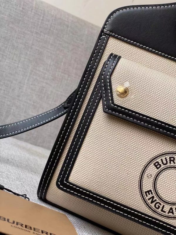 Burberry Mini Two-tone Canvas and Leather Pocket Bag black 6