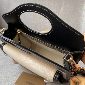 Burberry Mini Two-tone Canvas and Leather Pocket Bag black 17