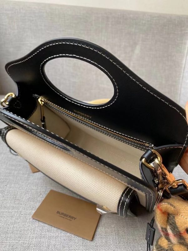 Burberry Mini Two-tone Canvas and Leather Pocket Bag black 9