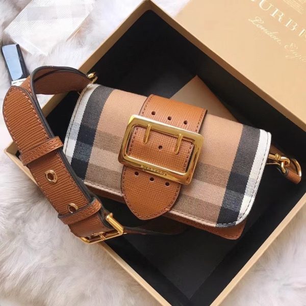 Burberry Small Buckle House Check Leather Bag 3