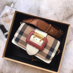 Burberry Small Buckle House Check Leather Bag 11