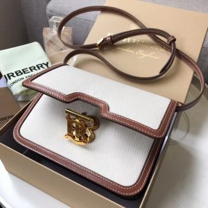 Burberry Small Two-tone Canvas and Leather TB Bag 10