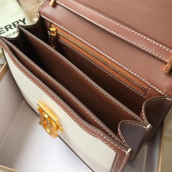 Burberry Small Two-tone Canvas and Leather TB Bag 5
