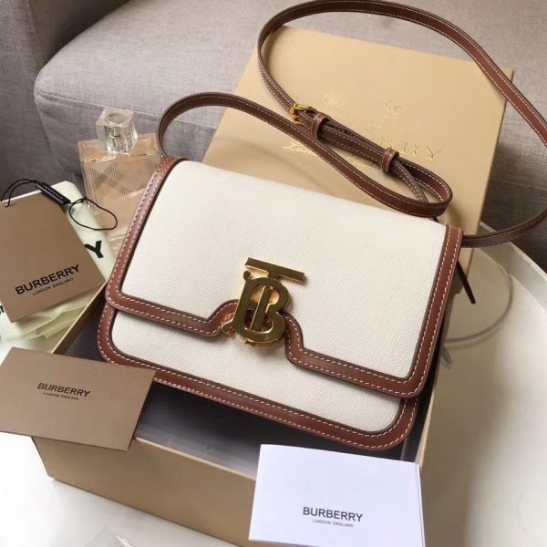 Burberry Small Two-tone Canvas and Leather TB Bag 1