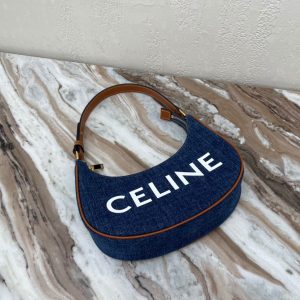 CELINE AVA TRIOMPHE navy blue denim handbag 14
