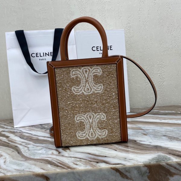 CELINE CABAS TRIOMPHE Textile fabric small vertical handbag 1