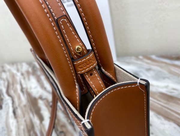 CELINE CABAS TRIOMPHE Textile fabric small vertical handbag 6