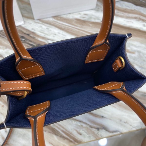 CELINE CABAS TRIOMPHE Textile fabric small vertical handbag 6