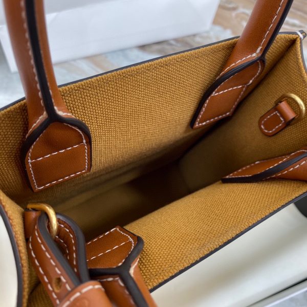 CELINE CABAS TRIOMPHE Textile fabric small vertical handbag 8