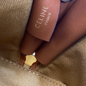 CELINE CLUTCH WITH CHAIN IN TRIOMPHE CANVAS WITH EMBROIDERED CELINE TAN 13