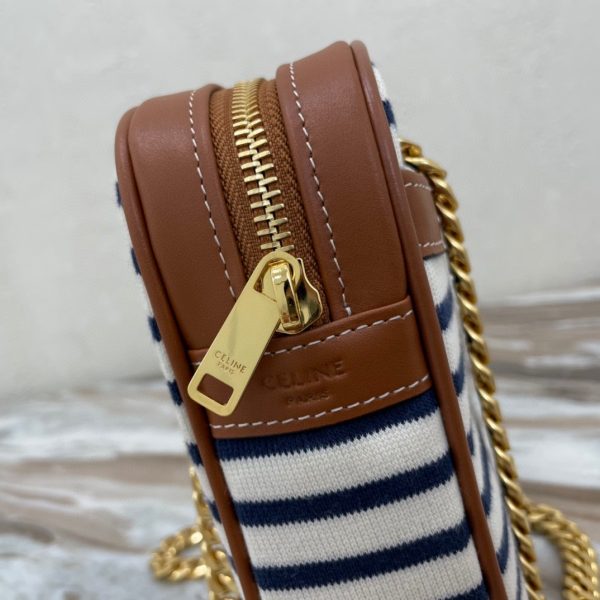 CELINE PATAPANS small striped fabric and cow leather handbag 7