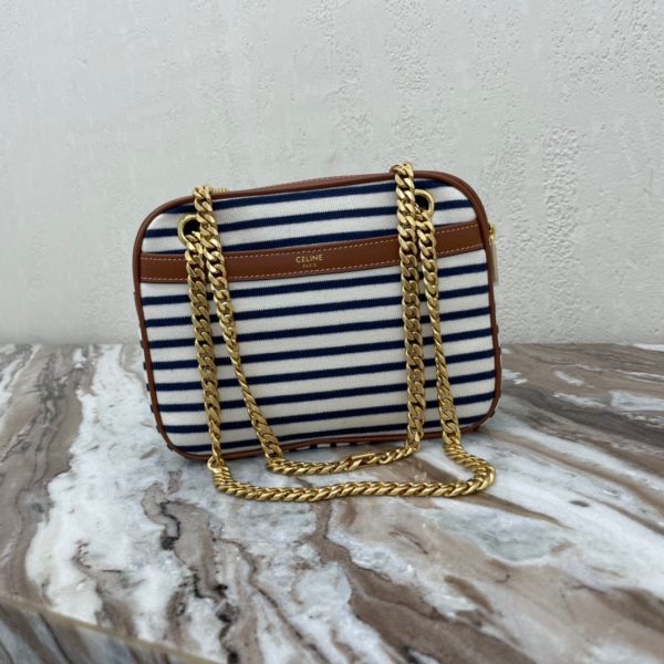 CELINE PATAPANS small striped fabric and cow leather handbag 1