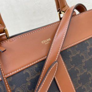 CELINE SMALL CABAS DE FRANCE IN TRIOMPHE CANVAS AND CALFSKIN TAN 13
