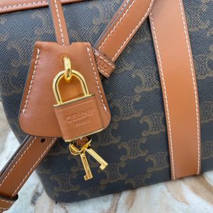 CELINE SMALL CABAS DE FRANCE IN TRIOMPHE CANVAS AND CALFSKIN TAN 14