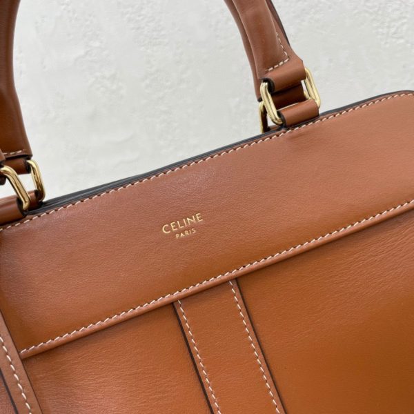 CELINE SMALL CABAS DE FRANCE IN TRIOMPHE CANVAS AND CALFSKIN TAN 7