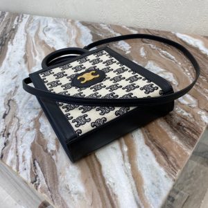 CELINE SMALL CABAS VERTICAL IN TEXTILE WITH TRIOMPHE EMBROIDERY BLACK 16