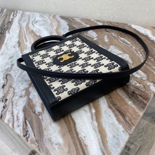 CELINE SMALL CABAS VERTICAL IN TEXTILE WITH TRIOMPHE EMBROIDERY BLACK 8