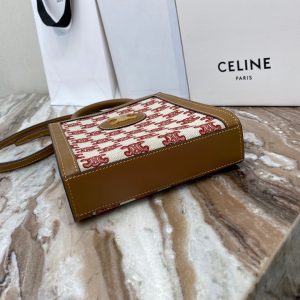 CELINE SMALL CABAS VERTICAL IN TEXTILE WITH TRIOMPHE EMBROIDERY VINTAGE PINK 17