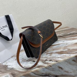 CELINE TRIOMPHE canvas and smooth lambskin strap wallet 12