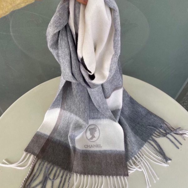 CHANEL WOOL CASHMERE LONG SCARF 4