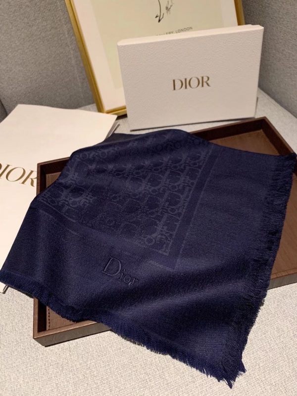 DIOR Velvet Jacquard Embroidered Character Square Scarf 4
