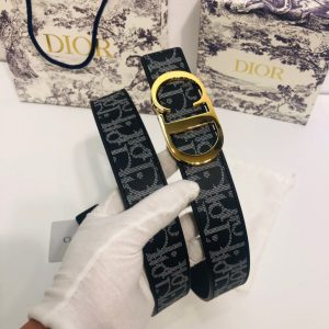 Dior 35mm Oblique Galaxy Logo CD gold Belts 16