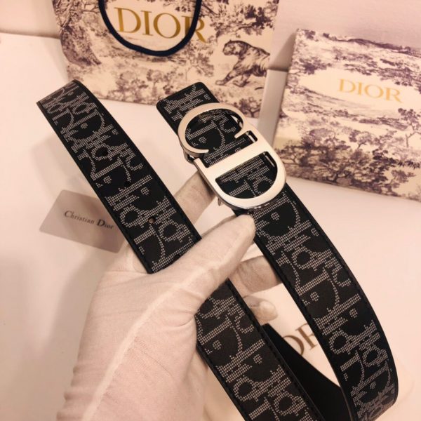 Dior 35mm Oblique Galaxy Logo CD silver Belts 10