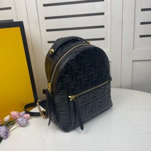 FENDI BACKPACK MINI Black leather FF backpack 9