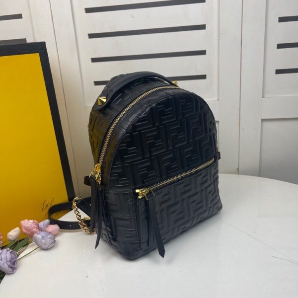 FENDI BACKPACK MINI Black leather FF backpack 2