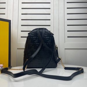 FENDI BACKPACK MINI Black leather FF backpack 10
