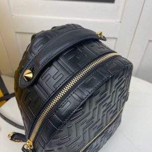 FENDI BACKPACK MINI Black leather FF backpack 12