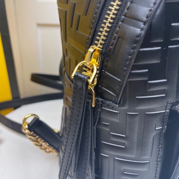 FENDI BACKPACK MINI Black leather FF backpack 6
