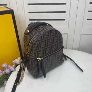 FENDI BACKPACK MINI Brown leather FF backpack 11