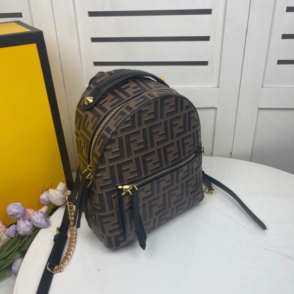 FENDI BACKPACK MINI Brown leather FF backpack 4