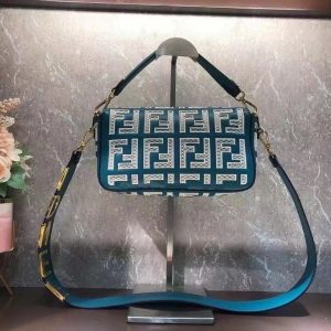 FENDI BAGUETTE MINI canvas bag with embroidery 7