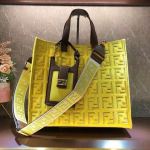 Fendi 2021 canvas hollow embroidered tote 15