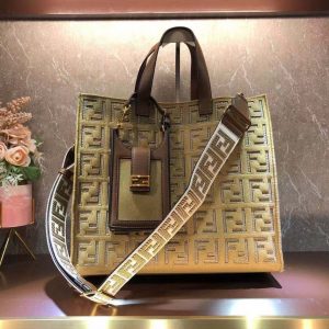 Fendi 2021 canvas hollow embroidered tote 11