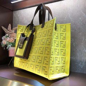 Fendi 2021 canvas hollow embroidered tote 10