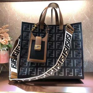 Fendi 2021 canvas hollow embroidered tote 13