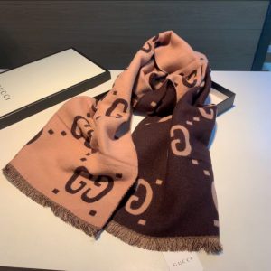 GUCCI GG jacquard wool silk scarf 9