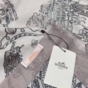 HERMES CASHMERE LONG SCARF 8