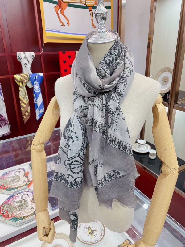 HERMES CASHMERE LONG SCARF 1