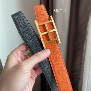 HERMES-INSIDE H BELT BUCKLE & REVERSIBLE LEATHER STRAP 32MM orange gray Belts 14