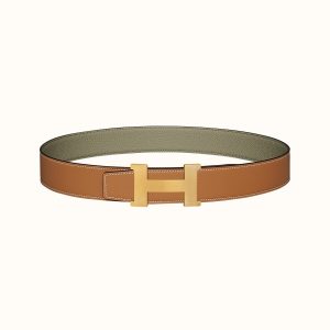 Hermes-CONSTANCE BELT BUCKLE & REVERSIBLE LEATHER STRAP 38MM brown gray x gold Belts 16