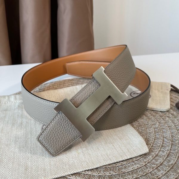 Hermes-CONSTANCE BELT BUCKLE & REVERSIBLE LEATHER STRAP 38MM brown gray x silver Belts 1